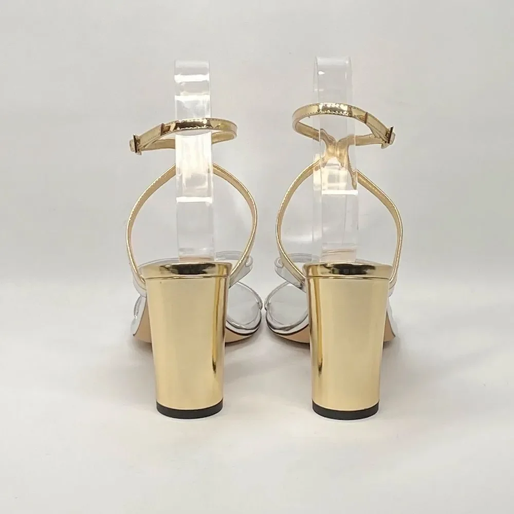 Jimmy Choo Azie 85MM Metallic Leather Sandals size 37